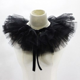 Saccgt Victorian Ruffled Mesh Fake Collar Shawl Tulle Clown Cosplay Neck Ruff Choker