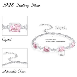 PRAYMOS Birthstone Bracelets for Women Mom Mother's Grandma Sterling Silver Women Bracelets Birthstone Jewelry Gifts