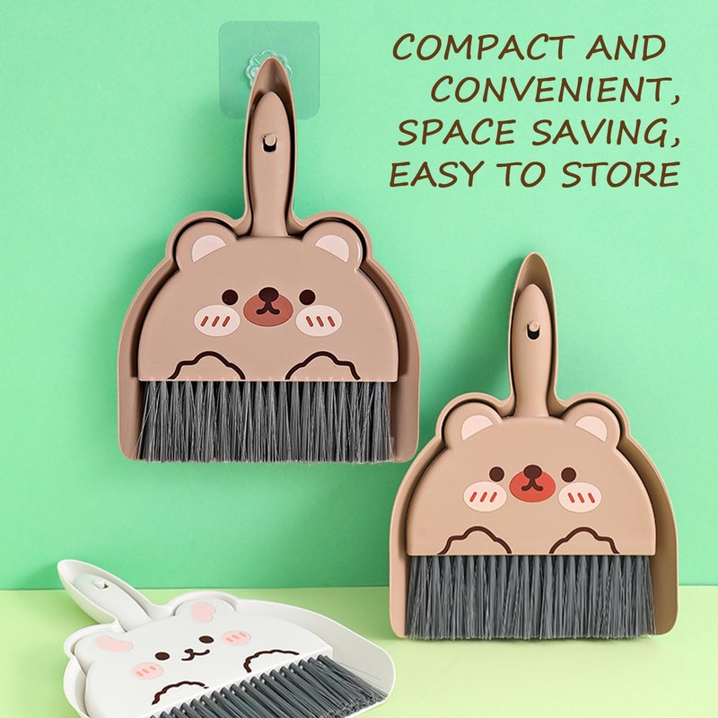 FDGGT 2 Sets Dustpan Broom and 2 Pieces Transparent Hooks,