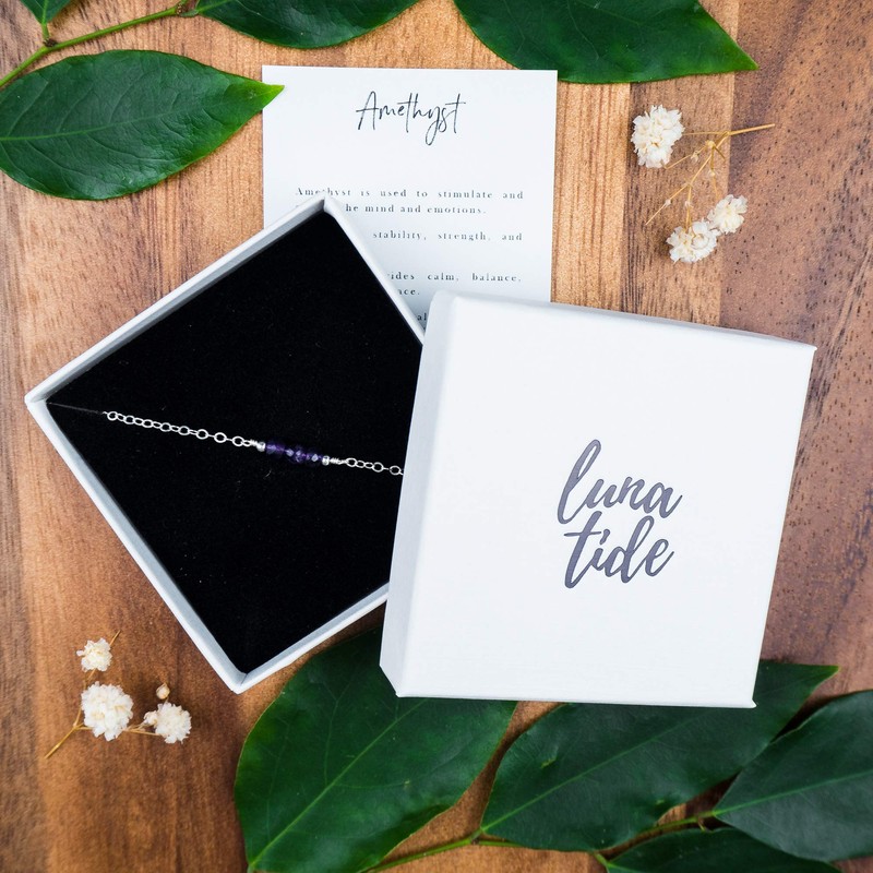 Amethyst Dainty Anklet in Sterling Silver