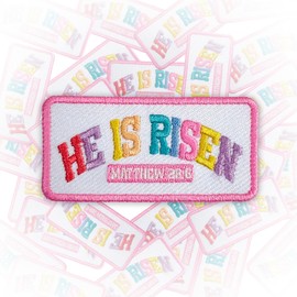 He is Risen Matthew 28:6 Patch 3 Inches Iron On/Sew On Embroidered Applique for Trucker Hats Clothes Backpacks, Christian Quote, Religious, Jesus DIY Funny Accessories Gifts for Friends Coworkers