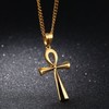 HUANIAN Men's Stainless Steel Coptic Anka Cross Religious Pendant Necklace,