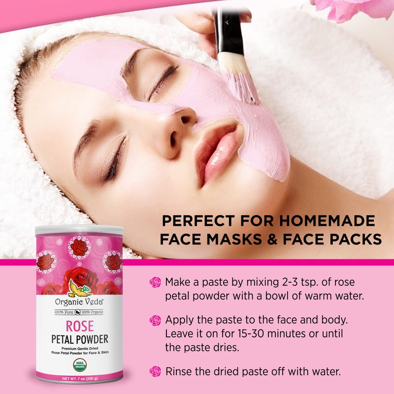 Organic Veda Edible Rose Petal Powder - Organic Rose Petal
