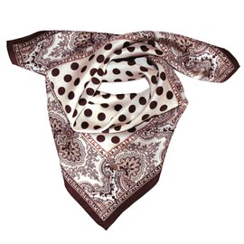 Lorenzo Cana Women’s Silk Scarf, 100% Silk, Baroque with Paisley Pattern (Luxus Seidentuch Reine Seide) - brown Polka Dot, size: 70 x 70 cm