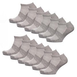 12 Pairs Mens Trainer Socks Grey | Low Cut Ankle Socks with Ventilation Mesh | Indoor/Outdoor Sports, Athletic Wear, Workout & Everyday Casual | Soft, Durable & Quick Drying Mens Ankle Socks 7-11