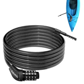 Febabilo Long Cable Lock, Extra Long Straight Bike Lock (5ft to 25ft) with Resettable Combination, Kayak Locks, Unique Thin end Cable Locks Suitable Kayak, Scooter, Paddle Boards, Canoe, Jet Ski