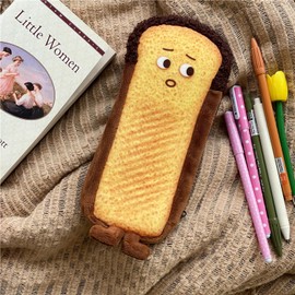 Anopo Bread Pencil Pouch Novelty Toast Baguette Bread Pencil Case Cute Kawaii Stationary Bag Scared Bread