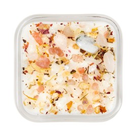 Good Vibes Only Candle by New Moon Beginnings - Negative Energy Cleansing - Soy Aromatherapy Candle - Handmade with Crystals & Herbs (7.5oz Glass Square Jar)