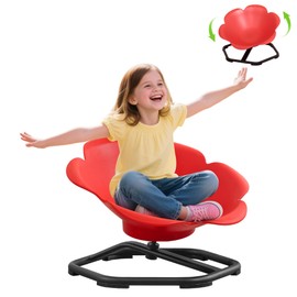 COCLUB Sensory Swivel Chair Spin Chair for Autism & ADHD Children, Flower-Shaped Sit and Spin Toy for Balance & Coordination, Autism Sensory Toys for Coordination Balance Focus (Red)