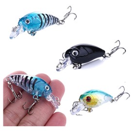 Fishing Lures Kit, Wanfoou 9 Pcs Hard Minnow Fishing Lures, Plastic Lures Small Fat Crankbait Tackle Lures Vivid Colors Artificial Fishing Bait Fishing Accessories for Fresh Saltwater