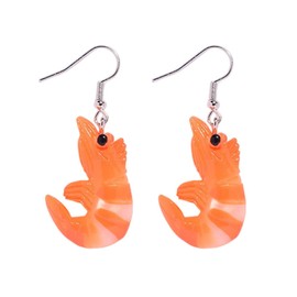 Lovely Resin Fruit Earrings, Cute Banana Strawberry Honey Peach Watermelon Avocado Imitation Food Dangle Earrings (Shrimp)