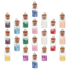 SUNNYCLUE 1 Box 20Pcs 10 Colors Glass Bottle Charms Transparent Mini Wishing Bottle Wish Pendants Colorful Wish Bottles Rhinestone Sequins Cork Stopper for Jewelry Making Charms Bracelets Findings
