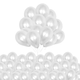Trimming Shop 100 Pcs White 10 Inch Latex Balloons for Birthday, Wedding, Anniversary, Engagement, Baby Shower, Festival, Garland Arch Decoration, Theme Party, Event Decor Party Supplies