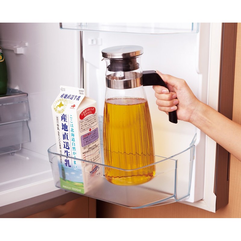 iwaki(イワキ) AGCテクノグラス 耐熱ガラス 麦茶ポット ピッチャー 1.3リットル 丸型 冷水ポット 冷水筒 オーバルサーバー