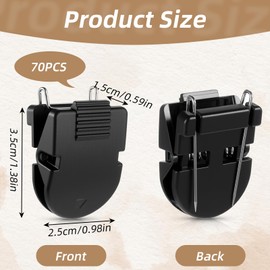 xozeooeu 70 Pcs Cubicle Clips for Fabric Walls, Black Plastic Office Partition Panel Clips with Stainless Steel Pins for Notes, Photos, and Memos (1.38” x 0.98”)