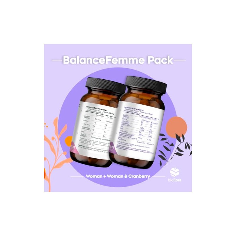 Probioticos Bioflora Pack Balance Femme Cápsulas Woman Cranberry Ácido Resistntes