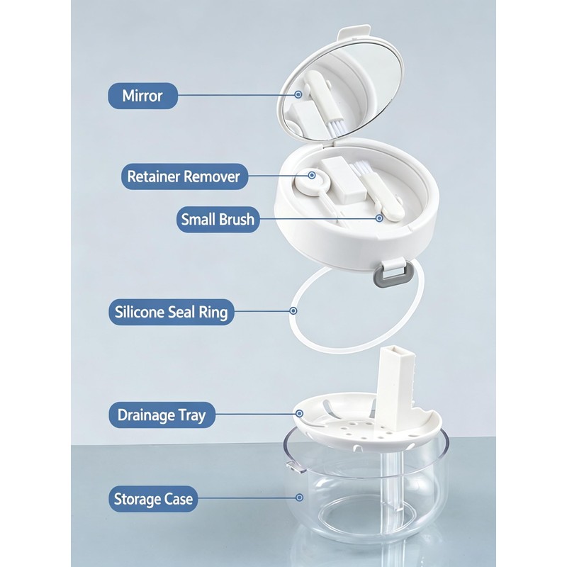 SIROLISA Retainer Cleaner Case Denture Case with Lift Strainer Basket