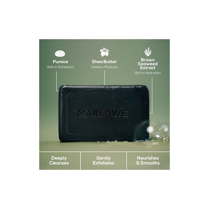 MARLOWE. Charcoal Face & Body Soap Bar No. 106 (210ml)