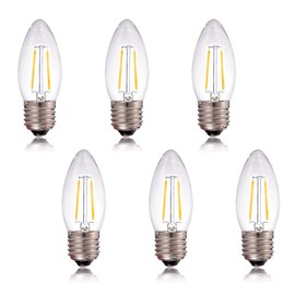 MaoTopCom 6-Pack E26 2W LED Candelabra Light Bulb Dimmable 10W Equivalent, 2300K Warm Yellow 150LM E26 Medium Base B11 LED Chandelier Bulb Amber Edison Candle Light Bulb for Ceiling Fan, AC 120V