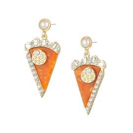 Firopia Fun Fall Earrings | Pumpkin Pie Dangle Earrings for Women | Pearl Post Earrings for Women Thanksgiving Harvest Autumn Party Jewelry Gifts