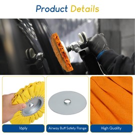 Ketofa 8'' Airway Buffing Wheel Kit, 9 Pcs Aluminum Wheel Polishing Kit in Diameter 5/8 inch Arbor Hole, Polishing Compound, Safety Flange, Metal Polishing Wheel for Angle Grinder Mirror Finish