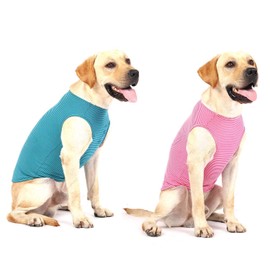 WEONE Dog Shirt Striped Cotton Shirt,Pet Breathable Soft Basic Clothes for Small Medium Larg Boy Girl Dogs