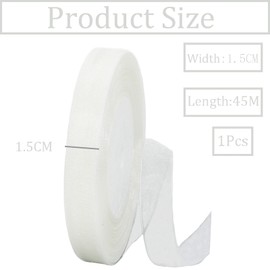 Sheer White Organza Chiffon Ribbon 15mm for Gift Wrapping,45m Clear Chiffon Ribbon Hair Ribbon Birthday Gift Wrap Ribbon Christmas Ribbon Organza for Crafting,Making Wreath Bows,Wedding Decorations