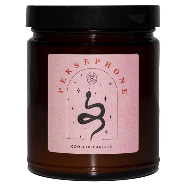 Cool Girl Candles | Persephone - Plum, Peony, Leather, Patchouli | Luxury Masculine Jar Candle | Natural Coconut Soy Wax | Best Strong Scented Candles Home Fragrance | Dark Academia Decor | 9 oz 55 hr