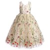 IDOPIP Embroidery Flower Girl Lace Dress for Kids Wedding Bridesmaid