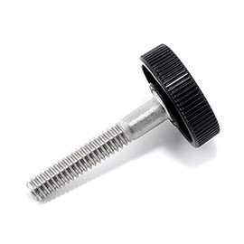1/4"-20 x 1-1/2" Thumb Screw Stainless Steel - Black Knurled Round Plastic Oversized Knob - Standard/Coarse Thread Thumbscrew - Length: 1.500" - Proudly Built in USA - Package of (4)