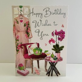 Jonny Javelin Female Happy Birthday Wishes To You Card Plant Kimono Presents