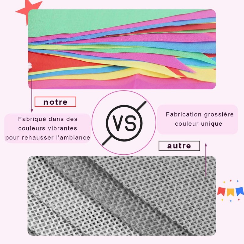 Voarge 300 Pieces Triangle Flags Bunting Banner 200m Multicolor Banner