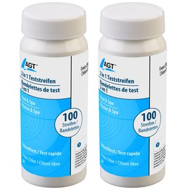AGT Pool Test Strips: Set of 200 2-in-1 Water Test Strips for pH Value and Free Chlorine/Bromine (Indicator Paper Pool, Test Paper, Paper)