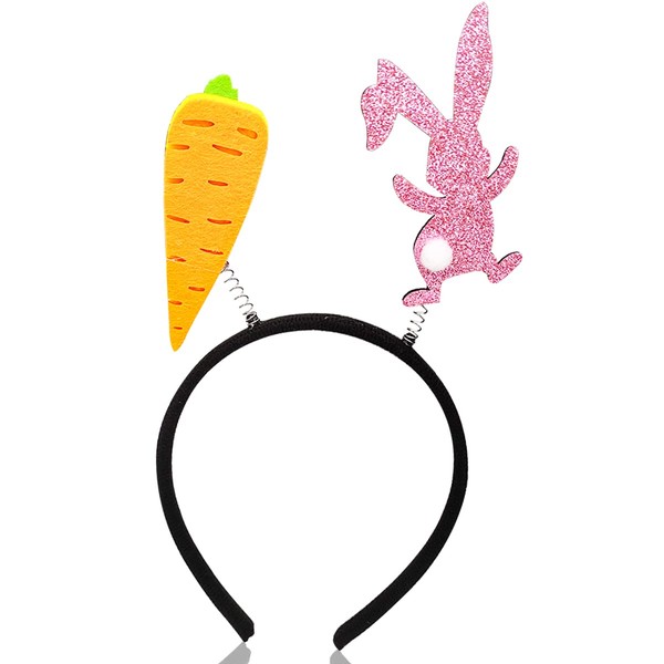 QDTK Diademas de Pascua, conejo, zanahoria, accesorios para el pelo, lindo conejo, horquilla, decoración de fiesta de Pascua, suministros para mujeres y niñas
