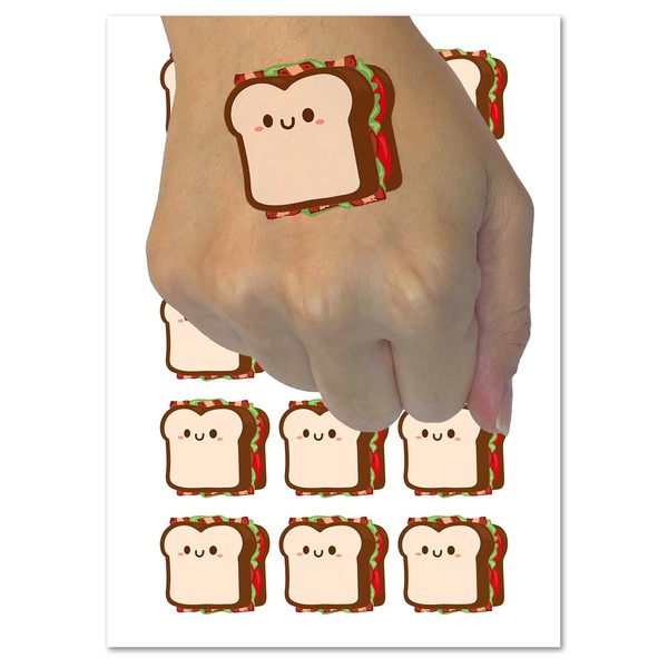 Kawaii BLT Sandwich Bacon Lettuce Tomato Cute Temporary Tattoo Water