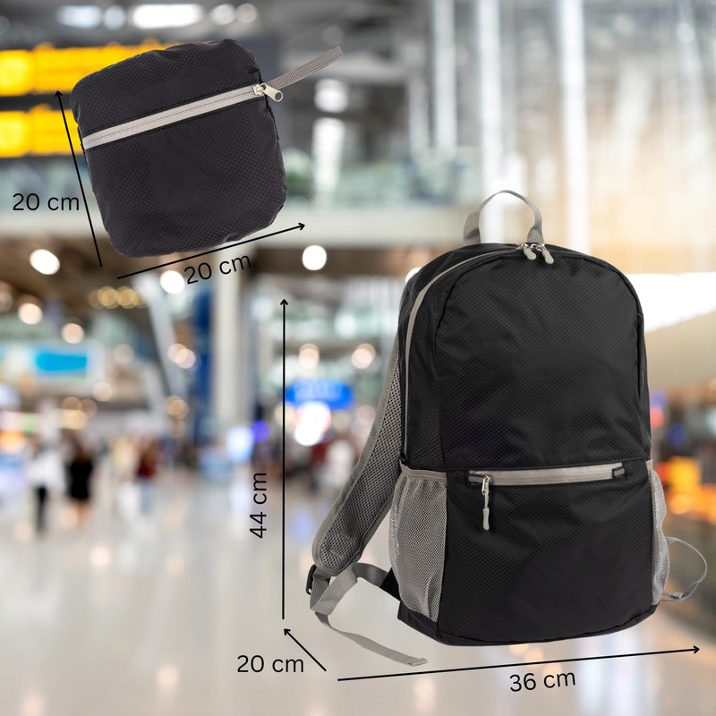 WEDO Unisex Packtogo Foldable Backpack, black