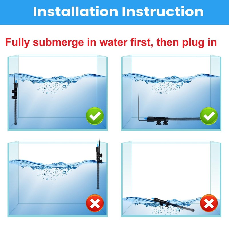 AQUANEAT Aquarium Heater, 25W Fish Tank Heater, Adjustable Submersible Water