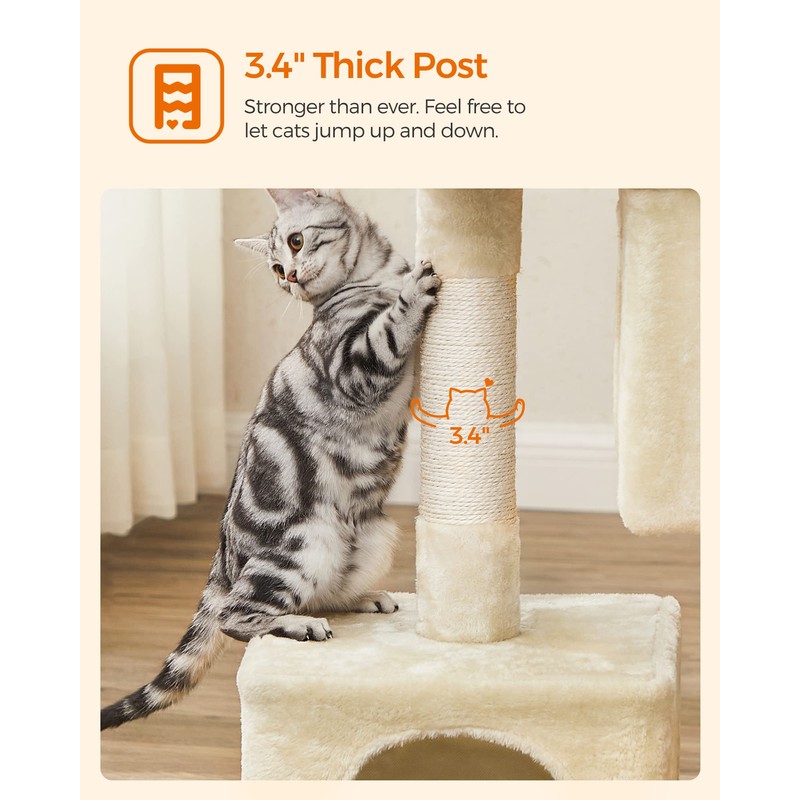 Feandrea Cat Tree, 33.1-Inch Cat Tower, L, Cat Condo for