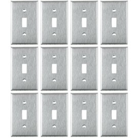Sunlite 40899-SU 1-Gang Toggle Switch Plate, Steel, Standard 4.5 in X 2.8 in Size, Matching Screws Included, UL Listed 12 Pack