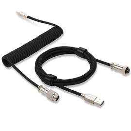 Twozoh Cable de teclado mecánico tipo C, cable trenzado desmontable de metal para aviador de doble manga