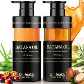 Dr. Healdy Batana Oil Shampoo and Conditioner Set - for Hair Growth,Thickening & Hydration,Sulfate Free - Fights Hair Loss & Clarifies Scalp - for Men & Women (6.8 Fl Oz×2)