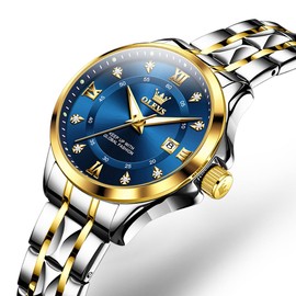 OLEVS Women's Watches - Gold & Silver Two Tone, Waterproof, Large Dial, Small Wrists