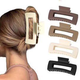 4Pcs Large Matte Hair Claw Clips - Stylish and Secure Hold for Thick Hair, Ideal for Daily and Party Use