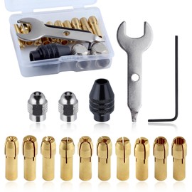 GOLD DEER 15 Piece Collet Set Brass Collet Set Swivel Collet Nut Set Collet Chuck 0.5-3.2mm Brass Collet Fits Replacement 4486 Collet Metal Nut Wrench Rotary Tool Collection Collet Holder Electric