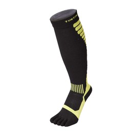 TOETOE - Men, Women Sports CoolMAX Patterned Compression Knee-High Toe Socks, Hygienic, Breathable - 1 pair - Black&Green- S/M/L