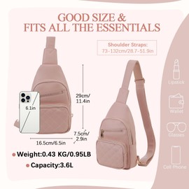 VX VONXURY Sling Bag for Women, PU Leather Crossbody Fanny Packs, Multipurpose Chest Bag with Adjustable Strap Travel Hiking Cycling Sports Black