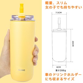 ALNAE Tumbler, 16.9 fl oz (500 ml), Water Bottle, Extendable Straw Included, Direct Drinking, Lid Included, Spill-Resistant, Double Layer, Heat Retention, Portable, Outdoor, Gift for Girls, Boys, 5