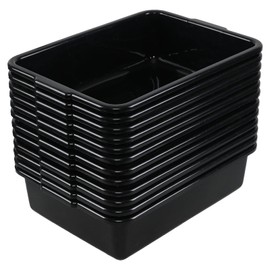 Leendines 12-pack 13 L Restaurant Dish Tub Basin, Plastic Bus Bin Tote Boxes, Black
