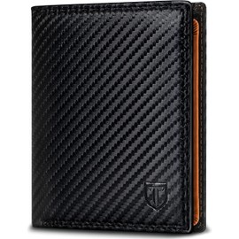 WONSEFOO Men's RFID Blocking Leather Wallet with 11 Card Case, 1 ID Window & Photo Window, brown, Minimalist