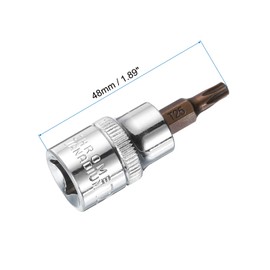 sourcing map 3pcs 3/8" Drive x T25 Torx Bit Socket, S2 Steel Bits CR-V Sockets 48mm Length Use with Ratchet Wrench, Slide Bar, Extension Rod